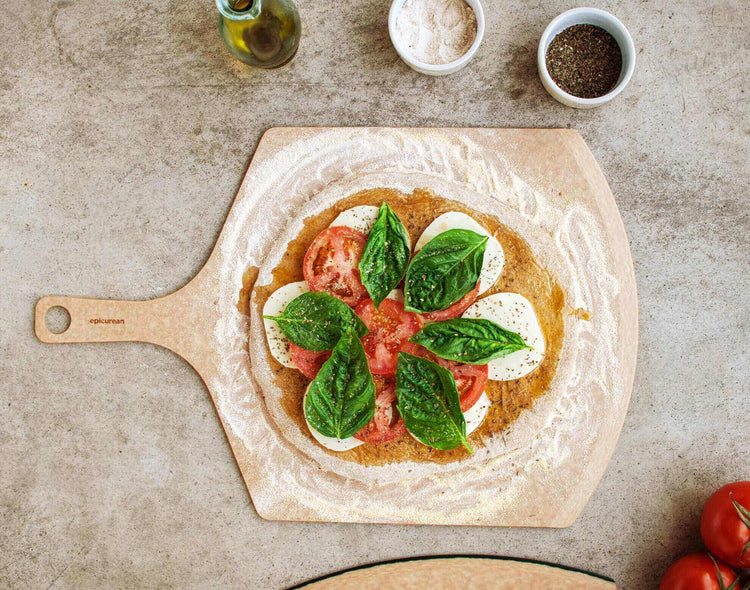 Epicurean Natural Pizza Peel with Pizza